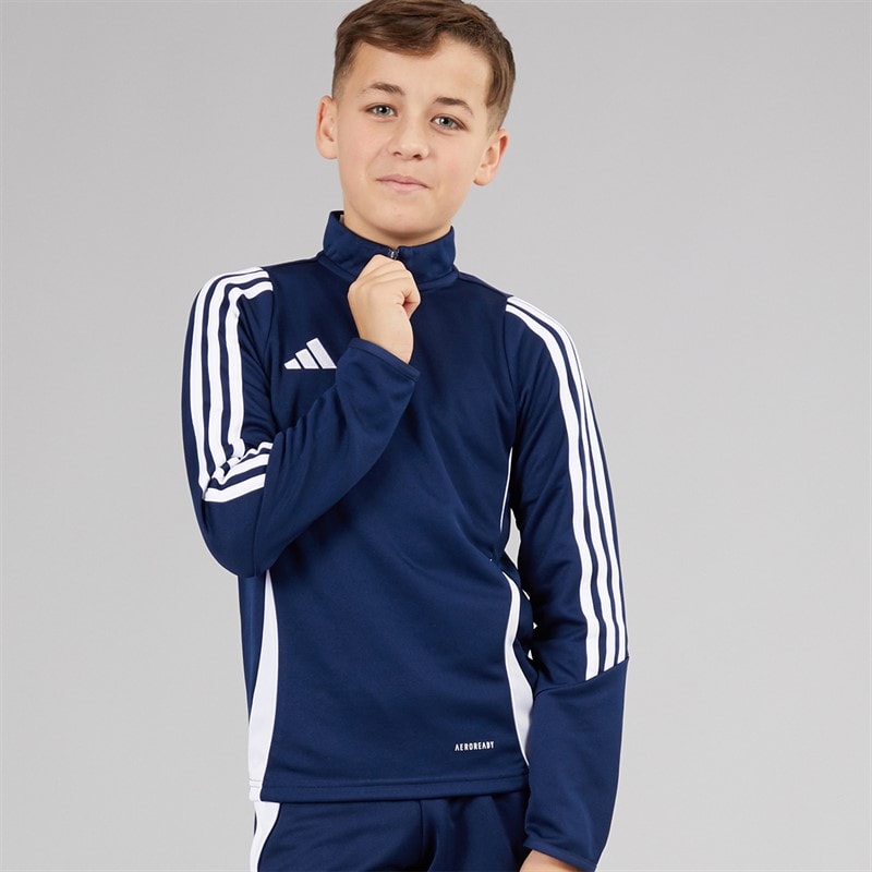 adidas Boys Tiro 24 1/4 Zip Training Top Navy/White