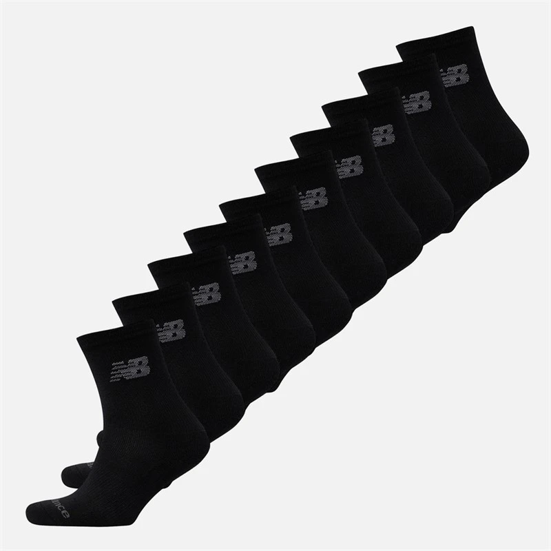 New Balance Boys Junior Ten Pack Cushioned Crew Socks Black