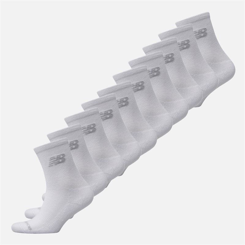 New Balance Boys Junior Ten Pack Cushioned Crew Socks White
