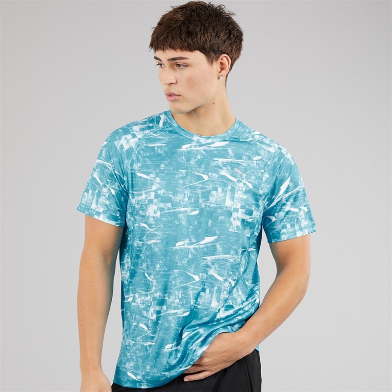 Puma Mens Run Velocity Print Running Top Speed Blue